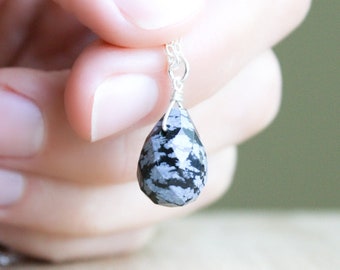 Snowflake Obsidian Necklace for Inner Strength and Self Worth
