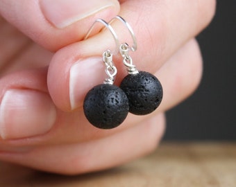 Lava Stone Earrings for Grounding and Essential Oil Diffusion