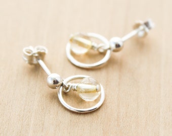 Citrine Hoop Studs for Abundance and Positivity