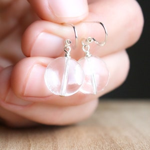 Clear Quartz Earrings Dangle . Quartz Crystal Earrings in Sterling Silver image 2