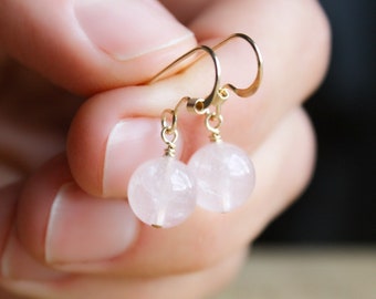 Madagascar Rose Quartz Earrings in 14k Gold Fill for Unconditional Love NEW