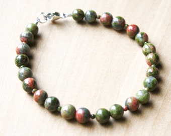 Unakite Bracelet for Balancing and Strengthening the Heart