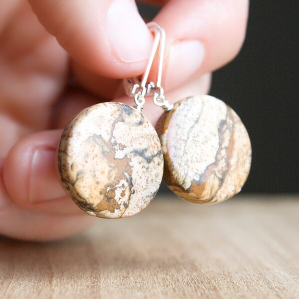 Bild Jaspis Ohrringe: Sterling Silber Ohrhänger, handgefertigt