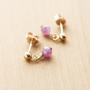 Star Ruby Stud Earrings: 14k Gold Fill, July Birthstone