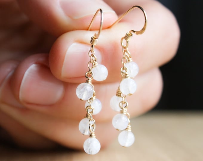 Featured listing image: Rainbow Moonstone Cluster Earrings for New Beginnings