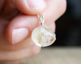 Raw Citrine Circle Necklace for Positive Energy NEW