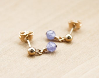 Tanzanite Studs in 14k Gold Fill for Intuition and Strength