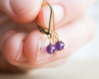 Amethyst Lever Back Earrings for Protection and Dissolving Negativity