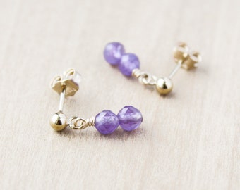 Faceted Amethyst Studs in 14k Gold Fill for Protection and Motivation