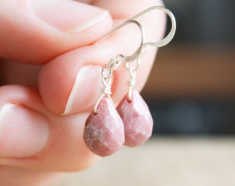 Rhodonite Earrings for Emotional Calm and Self Confidence