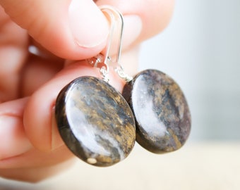 Bronzite Lever Back Earrings for Harmony and Decision Making