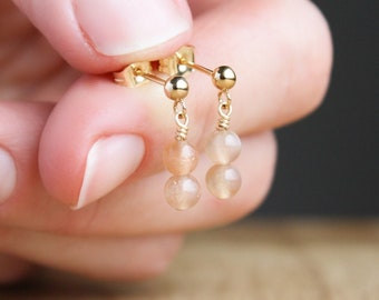 Peach Moonstone Studs for New Beginnings