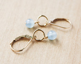 Blue Calcite Earrings for Stress Relief and Relaxation