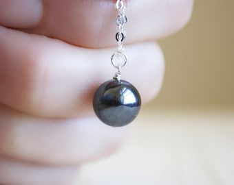 Anxiety Necklace for Women . Hematite Necklace in Sterling Silver