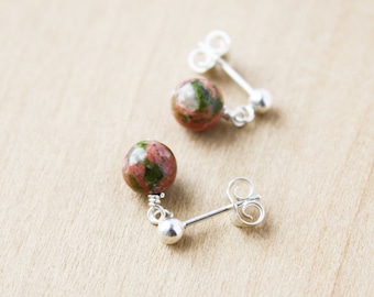 Unakite Studs for Emotional Resilience and Healing the Heart