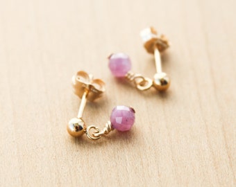 Star Ruby Stud Earrings in 14k Gold Fill for a Positive State of Mind