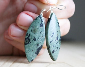 Kambaba Jasper Earrings for Grounding and Strength