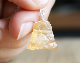 Raw Citrine Necklace for Positive Energy and Innovation