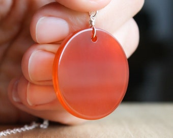 Genuine Carnelian Circle Necklace for Inner Strength and Motivation NEW