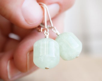 Prehnite Earrings on Sterling Silver Lever Backs for Unconditional Love and Inner Peace