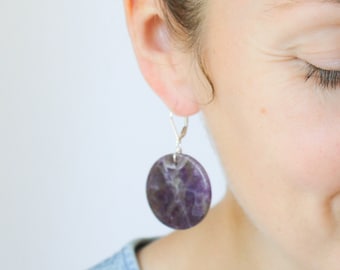 Large Amethyst Earrings for Protection and Anxiety Relief NEW