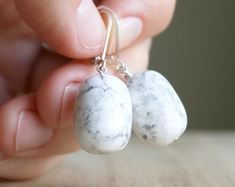 White Howlite Earrings for Anxiety Relief and Creativity