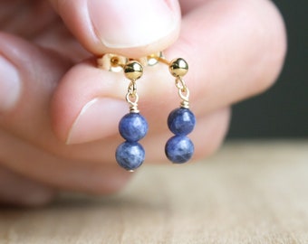 Sodalite Studs in 14k Gold Fill for Creativity and Intuition