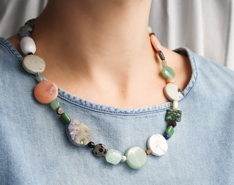 One of a Kind, Mixed Stone Beaded Necklace