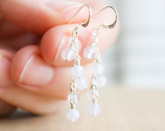 Natural Blue Lace Agate Cluster Earrings for Inner Peace