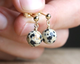 Dalmatian Stone Studs in 14k Gold Fill for Living Joyfully