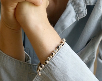 Dalmatian Jasper Bracelet for Men and Women . Positive Energy Bracelet . Healing Crystal Bracelet with Clasp