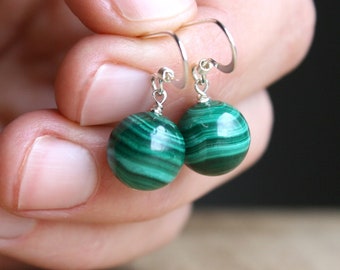 Malachite Earrings for Grounding and Absorbing Negative Energy