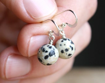 Dalmatian Stone Earrings for Grounding and Strength