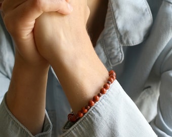 Red Jasper Stacking Bracelet for Grounding and Strength