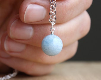 Aquamarine Crystal Sphere Necklace for Clear Communication and Understanding