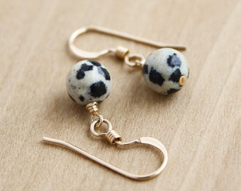 Dalmatian Stone Earrings in 14k Gold Fill for Everyday Joy and Adventure NEW