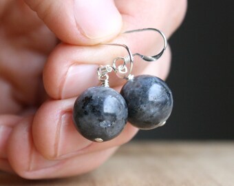 Black Moonstone Earrings in Sterling Silver for Confidence and Creativity NEW