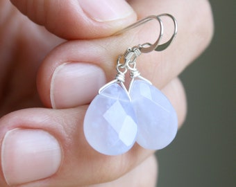 Blue Chalcedony Earrings for Anxiety Relief and Inner Harmony