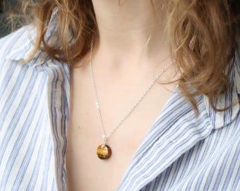 Tiger Eye Necklace in Sterling Silver for Positive Emotions and an Open Mind