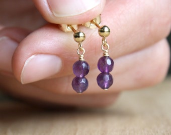 Faceted Amethyst Studs for Relieving Stress and Providing Motivation
