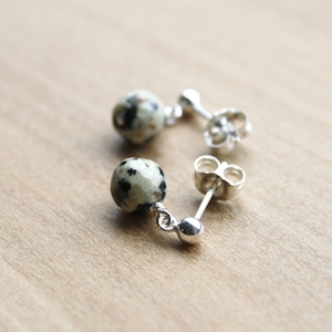 Dalmatian Stone Earring Studs . Small Stone Stud Earrings Dangle . Positive Energy Jewelry