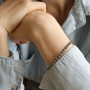 Anxiety Bracelet for Women and Men . Hematite Bracelet 4mm . Healing Crystal Bracelet Beaded image 3