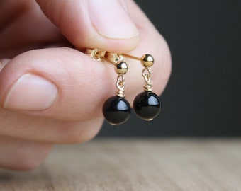 Black Onyx Studs in 14k Gold Fill for Strength and Support