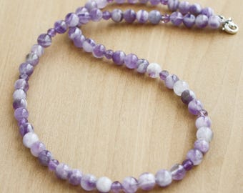 Chevron Amethyst Strand Necklace for Protection and Soothing the Mind NEW