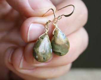 Rhyolite Earrings in 14k Gold Fill for Peace of Mind and Being Present