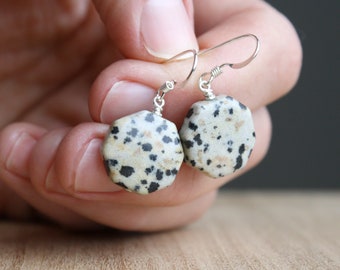 Dalmatian Stone Earrings for Grounding and Strength