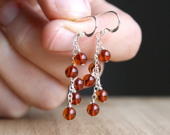 Genuine Amber Earrings in 925 Sterling Silver for Inner Balance and Clearing the Mind