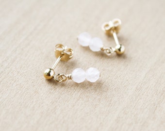 Rose Quartz Studs in 14k Gold Fill for Unconditional Love