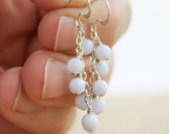 Natural Blue Lace Agate Cluster Earrings for Inner Peace NEW