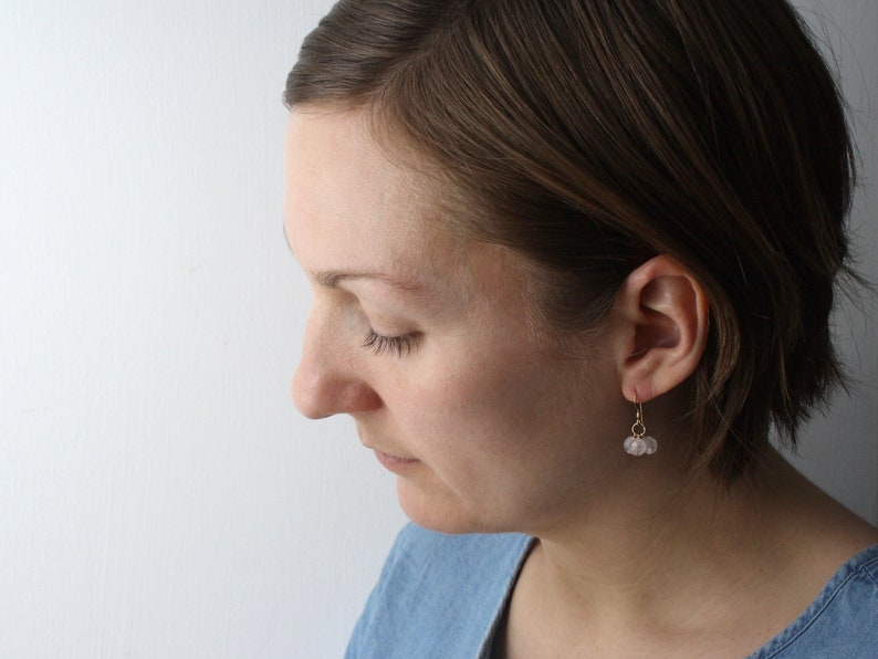 Rose Quartz Dangle Earrings Women Rose Quartz Earrings Gold